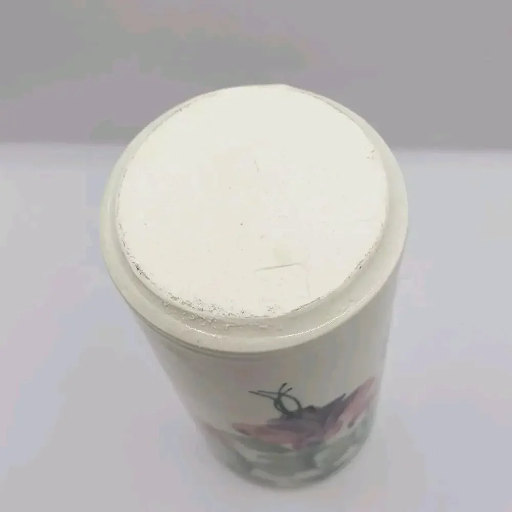 Linden Hills Pottery Signed Fuchsia Floral Cylindrical 6